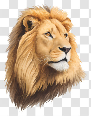 Watercolor Lion - Lion Sitting Majestically Transparent PNG