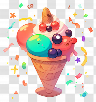 Cartoon Ice Cream - Cheerful Ice Cream Cone Cartoon Illustration Transparent PNG