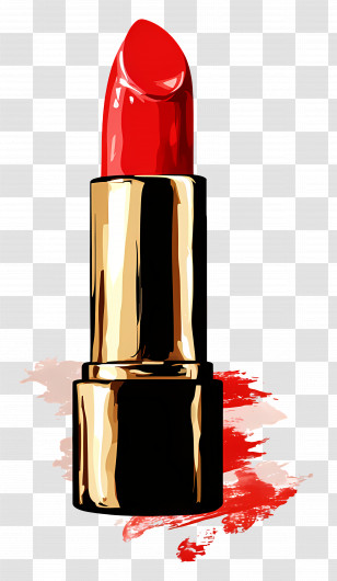 Lipstick - Red Lipstick In Glossy Black Tube Transparent PNG