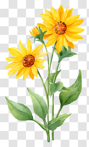 Desert Sunflower - Tall Yellow Flowers In Bloom Transparent PNG