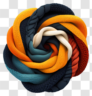Wool Scarf Knit - Multicolor Braided Yarn Knot Transparent PNG