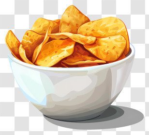Bowl Of Chips - Bowl Of Crispy Potato Chips Illustration Transparent PNG