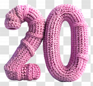 Number 20 - Knitted Pink Number 20 Transparent PNG