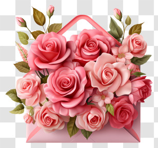 Envelope - Pink Rose Bouquet For Special Occasions Transparent PNG