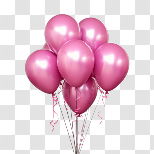 Balloons - Pink Balloons With Ribbons Illustration Transparent PNG
