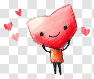 Love Note - Smiling Heart Character Transparent PNG
