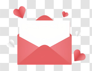 Mail - Red Envelope Full Of Hearts Transparent PNG