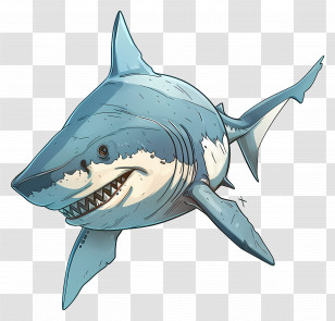 Bull Shark - Great White Shark Cartoon Illustration Transparent PNG