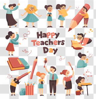 Happy Teachers Day - Happy Teachers Day Celebration With Teachers And Students Transparent PNG