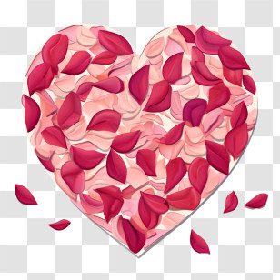 Rose Petals Heart - Heart Made Of Pink And Red Petals Transparent PNG