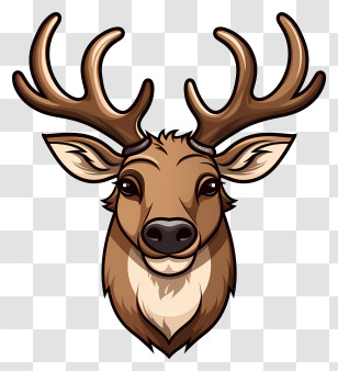 Deer - Cartoon Deer Head With Majestic Antlers Transparent PNG