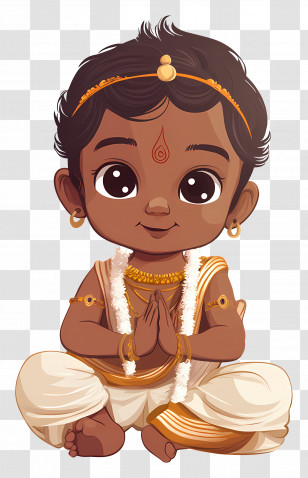 Indian Baby - Cute Cartoon Child In Traditional Attire Transparent PNG