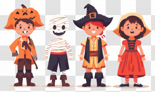 Halloween Kids - Festive Children In Halloween Costumes Transparent PNG