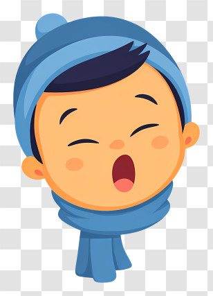 Baby Boy Emoji - Yawning Child In Blue Scarf Transparent PNG