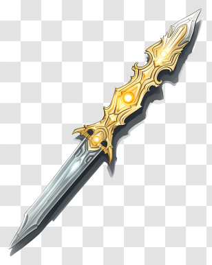 Sketch Diamond Sword - Golden Ornate Dagger With Intricate Design Transparent PNG