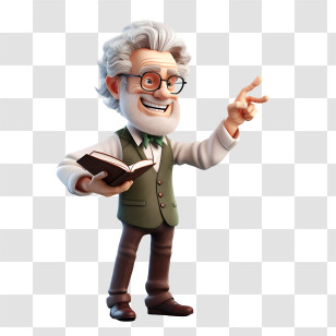 Professor - Cheerful Cartoon Professor Holding A Book Transparent PNG