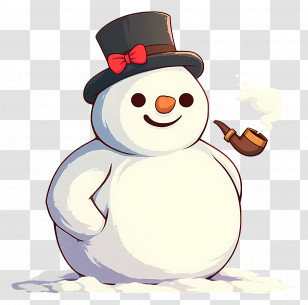 Frosty The Snowman - Cheerful Snowman With Pipe And Hat Transparent PNG