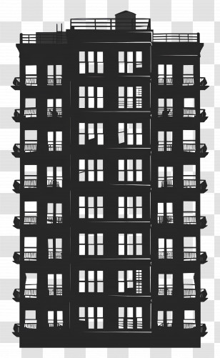 Apartment - Silhouette Of An Apartment Building Transparent PNG