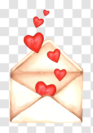 Letter - Love Letter With Red Hearts Illustration Transparent PNG