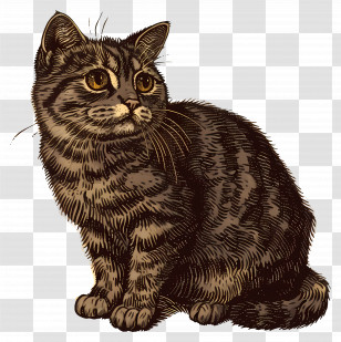 Cat - Brown Striped Cat Illustration Transparent PNG