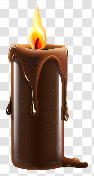 Candle - Burning Brown Candle With Melting Wax Transparent PNG