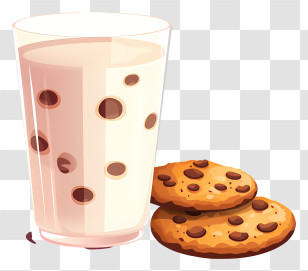 Chocolate Milk - Glass Of Milk With Chocolate Chip Cookies Illustration Transparent PNG