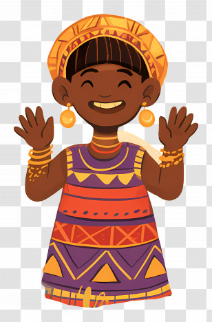 Africa Child Day - Smiling Girl In Colorful Dress Transparent PNG