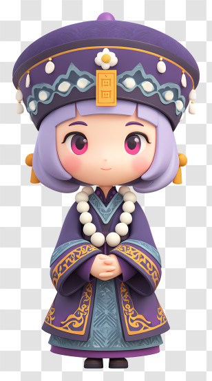 Jiangshi Hopping Zombie - Cute Girl In Purple Traditional Outfit Transparent PNG