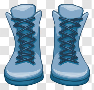 Blue High Top Shoes - Blue Lace-Up Boots Transparent PNG