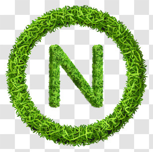 No Circle - Green Letter N With Leaves Transparent PNG
