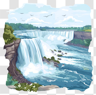 Niagara Falls - Scenic Illustration Of A Waterfall Transparent PNG