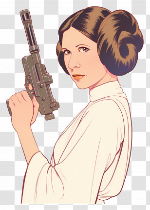 Princess Leia - Princess With Blaster In Animated Style Transparent PNG