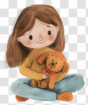 Girl With Dog - Girl With Toy Dog Transparent PNG