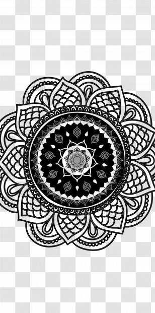 Circle Mandala White Flower Font - Hollow Transparent PNG