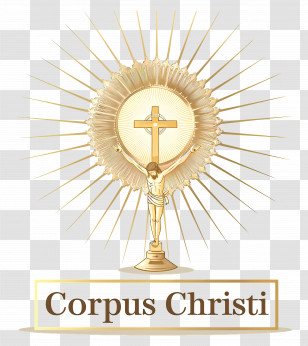 Corpus Christi - Corpus Christi Design With Golden Crucifix Transparent PNG