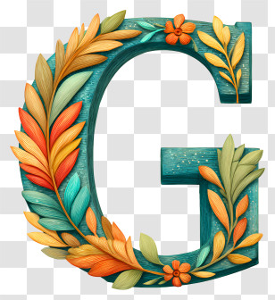 Boho Alphabet G - Decorative Floral Letter G Transparent PNG