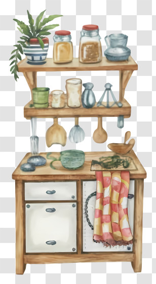 Kitchen Utensils - Cozy Kitchen Shelf Transparent PNG
