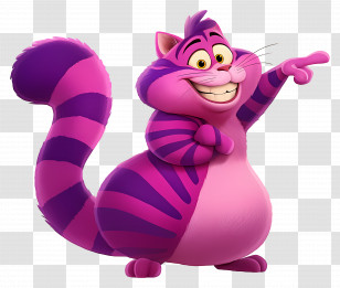 Cheshire Cat - Purple Striped Cartoon Cat Transparent PNG