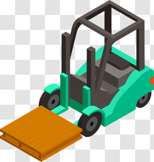 Icon - Green Forklift Illustration With A Wooden Pallet Transparent PNG