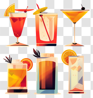 International Whiskey Day - Assorted Colorful Cocktails Transparent PNG