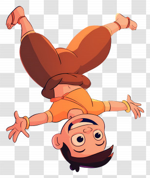 Chhota Bheem - Boy Acrobat Cartoon Character Upside Down Transparent PNG