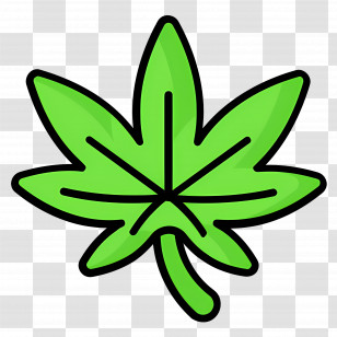 Cannabis Leaf - Simple Green Leaf Illustration Transparent PNG