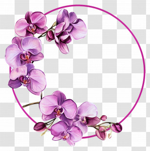 Circle Frame - Purple Floral Wreath Design Transparent PNG