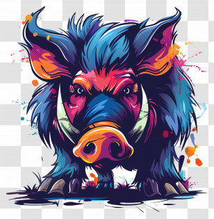 Wild Boar - Colorful Artistic Boar Illustration Transparent PNG