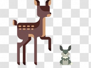 Reindeer Flat Design - Mammal - Deer And Rabbits Transparent PNG