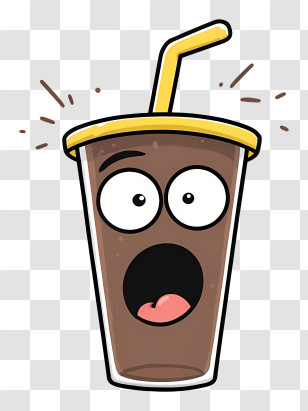 Chocolate Milkshake - Surprised Drink Cup Cartoon Transparent PNG