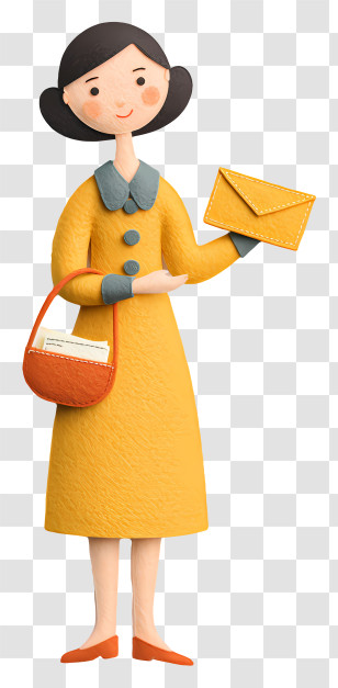 Woman Receiving New Mail - Mail Carrier Woman Illustration Transparent PNG