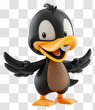 Daffy Duck - Cartoon Black Bird Spreading Wings Transparent PNG