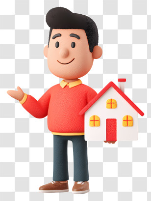 Man Promoting House For Sale - Man Presenting A House Transparent PNG