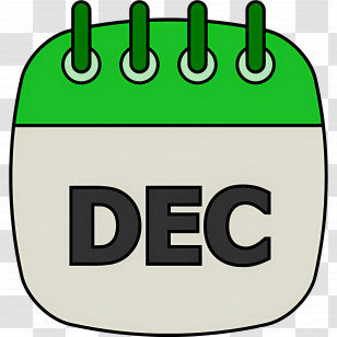 December - December Calendar Icon With Green And Grey Design Transparent PNG
